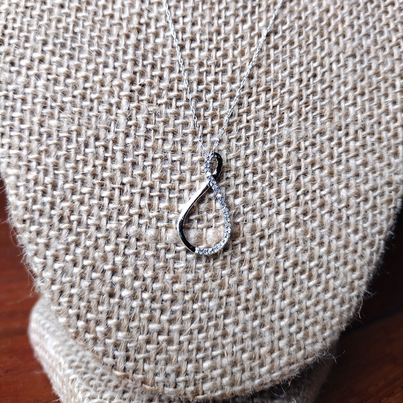 10k solid gold Jewelry - 10k Solid White Gold Necklace With Infinity 10k Genuine Diamond Pendant